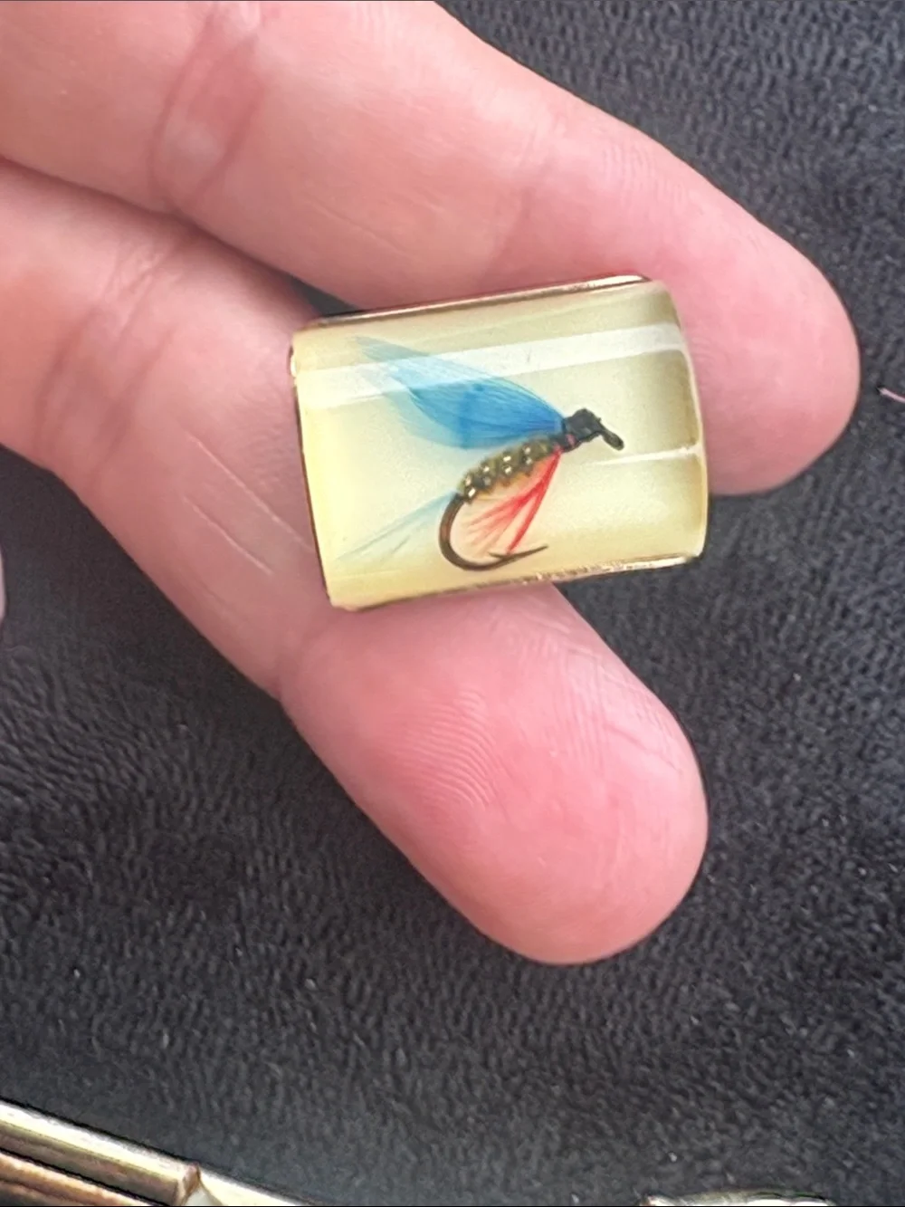 Blue Fishing Fly Vintage cufflinks and a tie pin